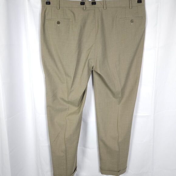 Lauren Ralph Lauren Mens 42x32 Beige Pleated Cuffed Polyester Rayon Dress Pants - Picture 2 of 7